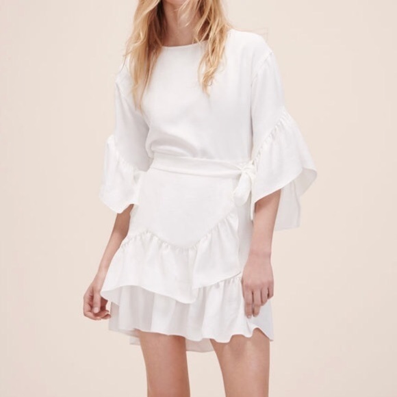 NWT Maje Paris Rahime Crepe Belted Minidress Ecru
